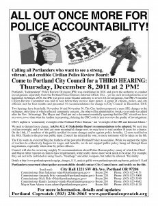 Thurs. Dec. 8, 2PM Council Hearing on Police Accountability