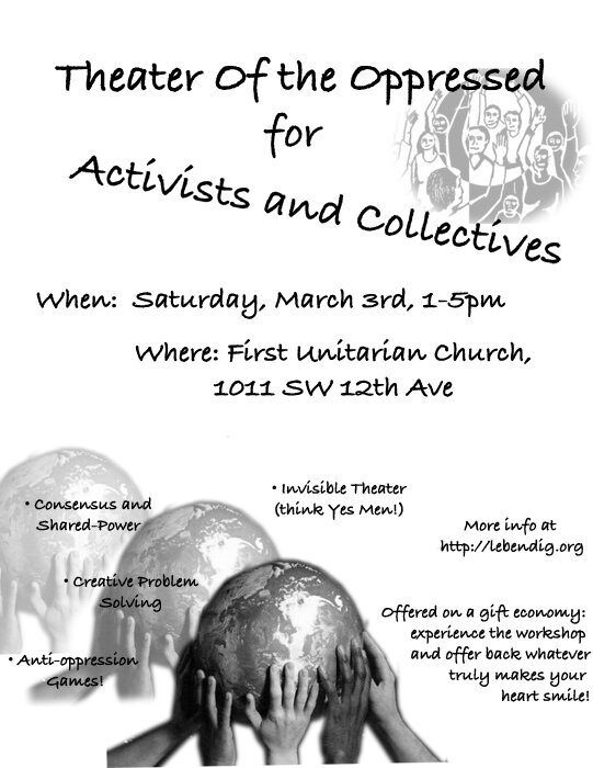 Theater of the Oppressed for Activists and Collectives: March 3rd, 1-5PM