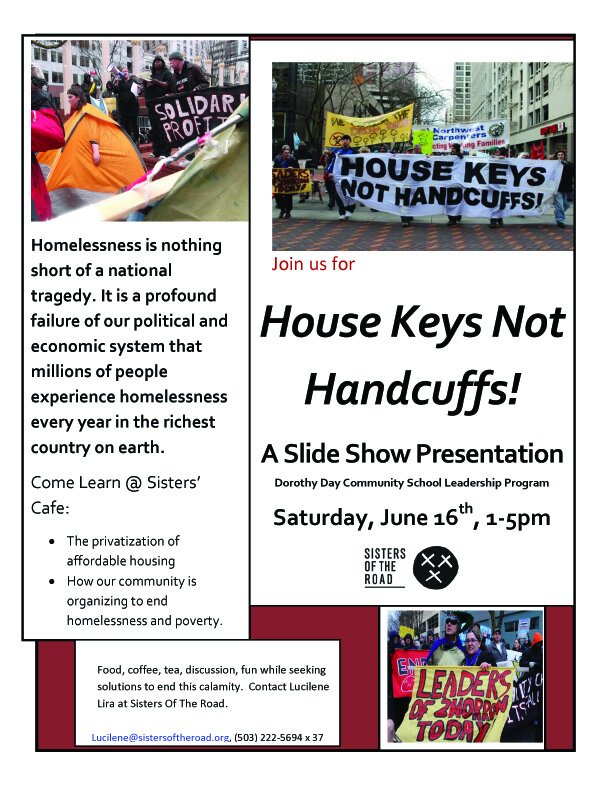 Sisters of the Road Take Action: House Keys Not Handcuffs Presentation & Discussion